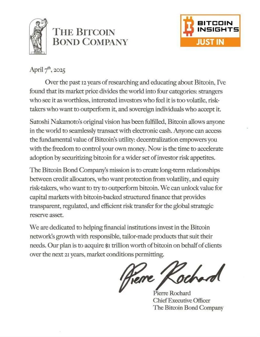 🏔💒🌄♨️PIERRE ROCHARD: 
 "I’m founding The Bitcoin Bond Company to provide transparent financial products that help institutional investors access bitcoin’s long-term growth."


💰 t.me/Bitcoin_Insights 😎