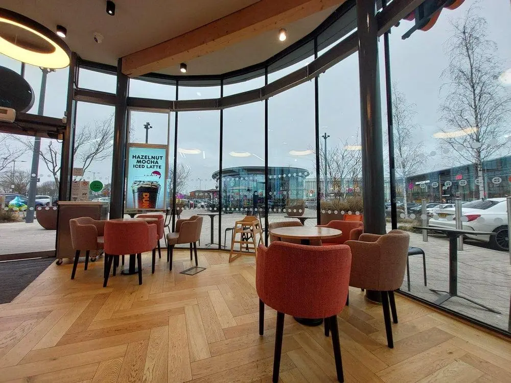 Lovely glass building but the @dunkindonuts coffee in the UK is not the same as stateside by a long shot ;( 