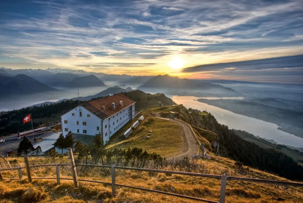 The Rigi is not a very high, but because being so isolated and "lonely" in front of the Alps, it is a famous location in Switzerland, especially for hikers.

And if you don't want to hike, you can use the cablecar, or even the cog railway to reach its top.

Rigi is almost completely surrounded by water. You have an incredible panorama up there. The photo that I added to this repost is taken from the wikipedia article, it is *not* mine.

Information and more photos here:
https://en.wikipedia.org/...