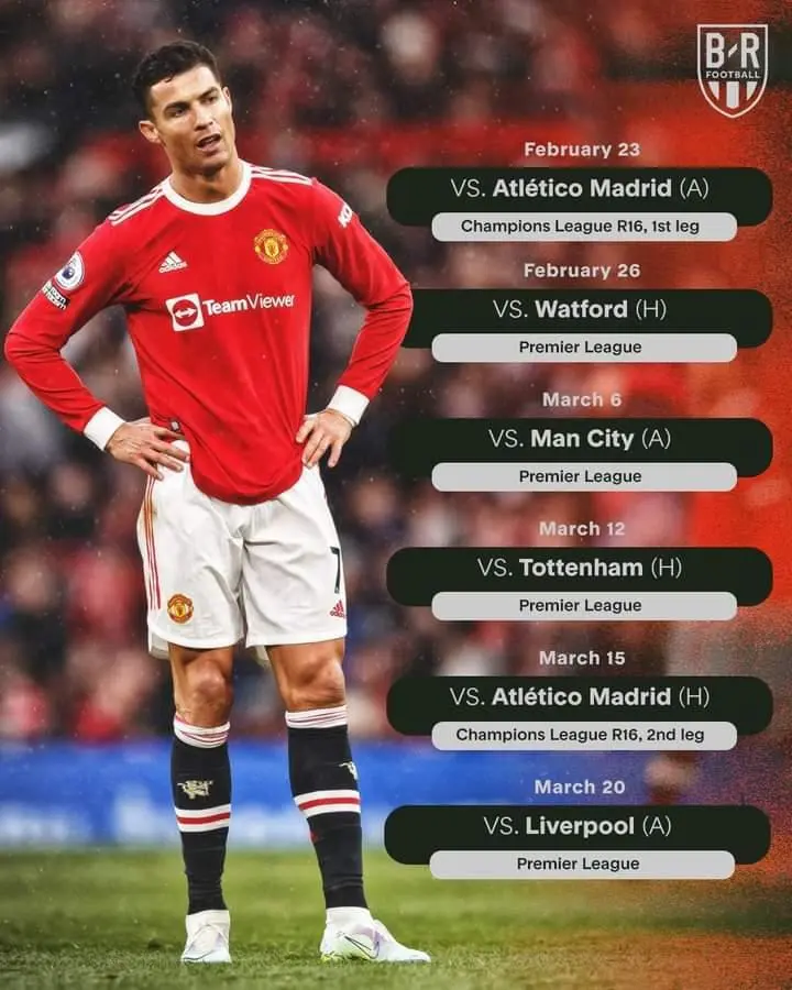 Manchester United's schedule until the end of March 😳