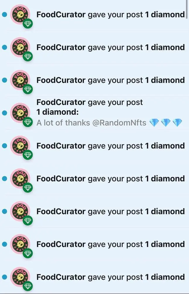 Thanks a lot  @FoodCurator for the diamond shower 🚿💎