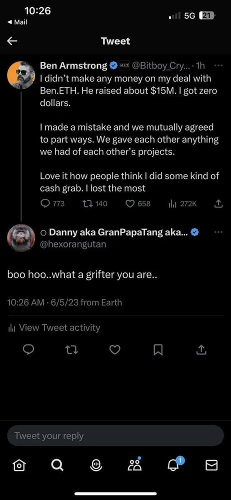 do us all a favor ben..sell your hex and pulsechain..and never talk about it again..

we don’t want nor need you..you’re everything wrong with defi..

$HEX #HEX #PulseChain @Bitboy_Crypto 