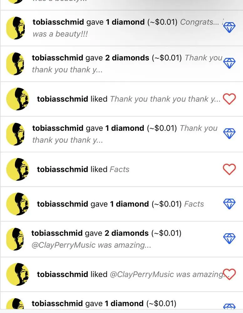 Wow @tobiasschmid  thank you thank
You thank you for all the diamonds!!  That was amazing💎💎💎💎💎

And so many more than what y’all see here😇