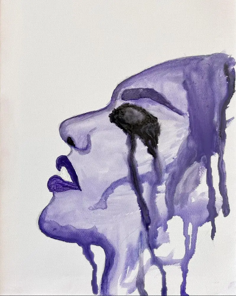 Decided to try oil painting, and not sure I like the oily part lol. I think I should have started with acrylic. Any ideas what to add to the blank space?  
PS don’t go hard in me, it’s my first portrait after 20 years of not drawing a thing and I kinda like the result 😅
.
.
.
#oilpainting 
#painting 
#artist 
#lifestyle 
#deso 