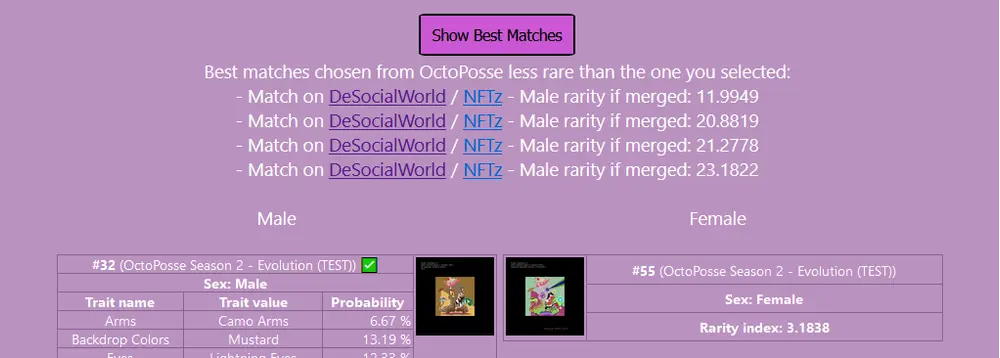 New function coming to @Generativ tomorrow - to assist you in your winning @OctoPosse strategy!

After choosing an @OctoPosse for merge minting, you'll be able to get a list of up to 5 🐙 owned by others, best matching your chosen one. 

Then it's up to you to negotiate a good deal with the owner 💪

You can already check out how this function works on: octoposse.test.generativ.site