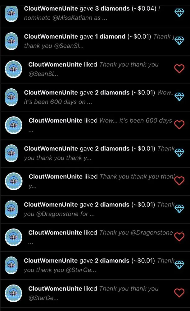 Thank you thank you thank you @CloutWomenUnite for the Diamonds💎 and Hearts♥️

That is so kind and it just made my day🥰