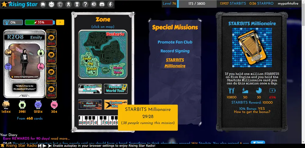 My millionaire card mission is running now in #risingstargame

