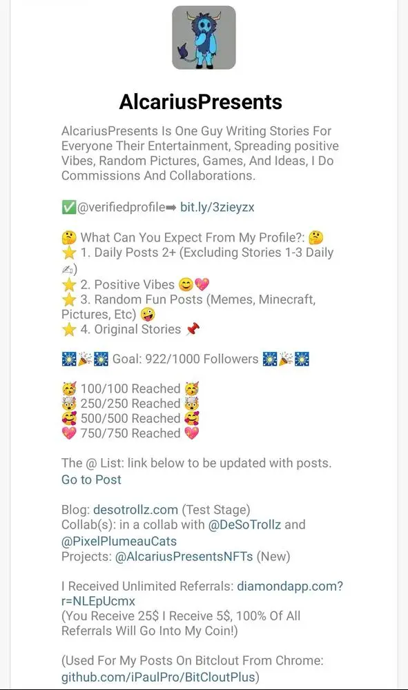 Look like I haven't read a story from my friend for 9 days.. Taking a break from "BOT likes" 😂 to read an interesting story! To those who don't know @AlcariusPresents, let's follow him! 🥰

Posted via @cloutfeed