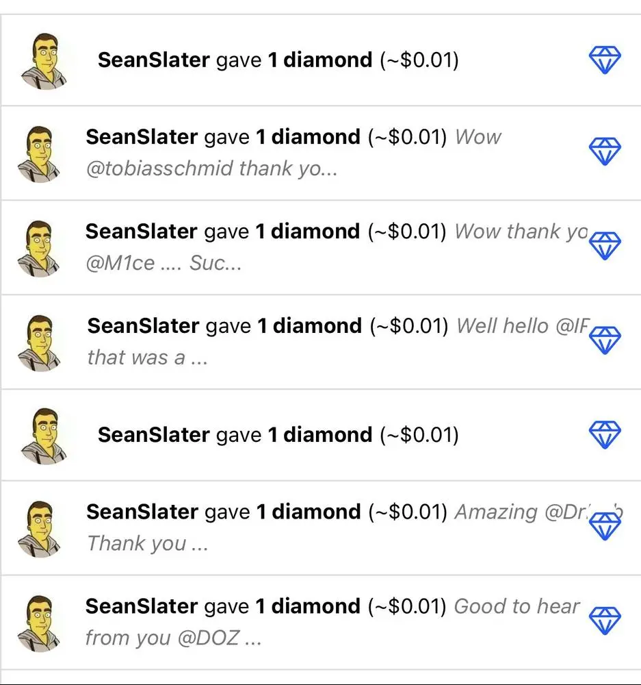 Thank you thank you thank you @SeanSlater 

Your diamonds are wildly appreciated

💎💎💎💎💎