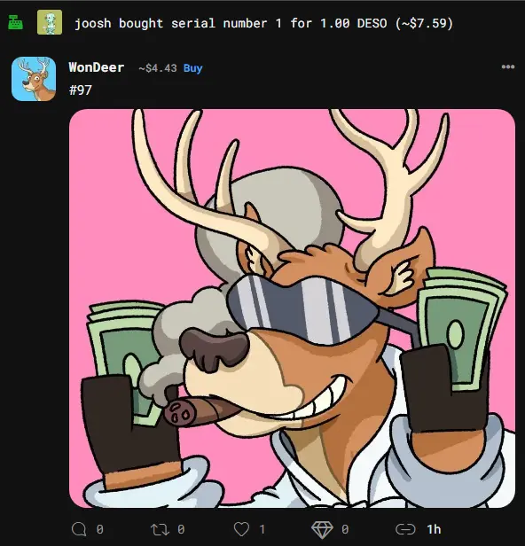 Thank you for purchasing nft for the second time. The first thing I will do for tomorrow is to prepare a special design for you. I will send it to you via Airdrop, thanks again 💯🦌 @joosh 