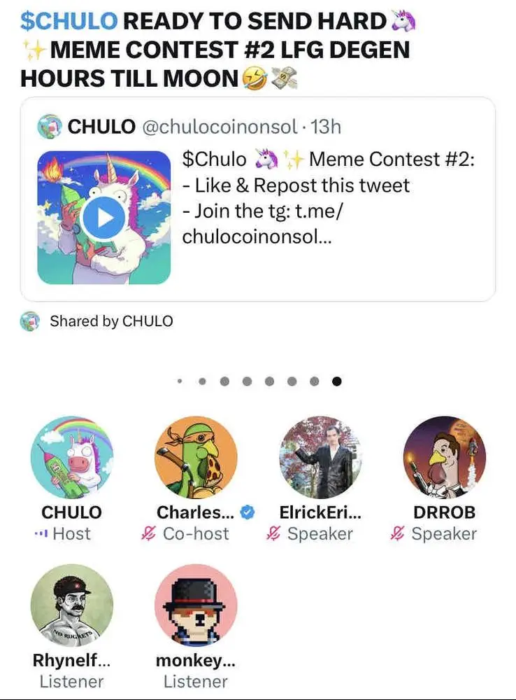 Come Chill with Chulo 🦄

https://twitter.com/i/spaces/1BRKjPEAvBaJw

