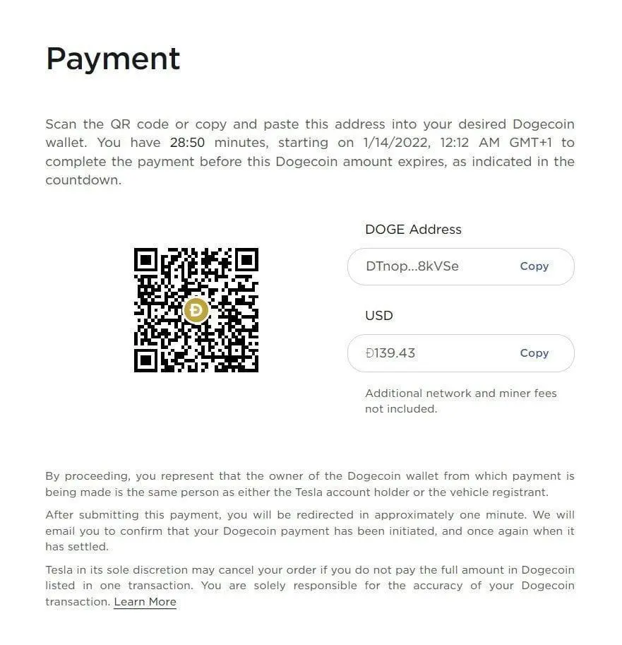 BREAKING NEWS: Tesla now accepts #Dogecoin as payment.

Posted via @cloutfeed