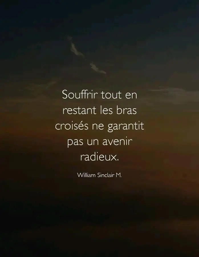 "Suffering everything while remaining with arms crossed does not guarantee a bright future."

Don't remain passive in the face of difficulties; take the initiative and seek solutions. Be proactive by anticipating challenges and learn from each experience to strengthen yourself. Surround yourself with support, whether from friends or mentors, and cultivate a positive attitude even in dark times. These actions can transform obstacles into opportunities for a better future.