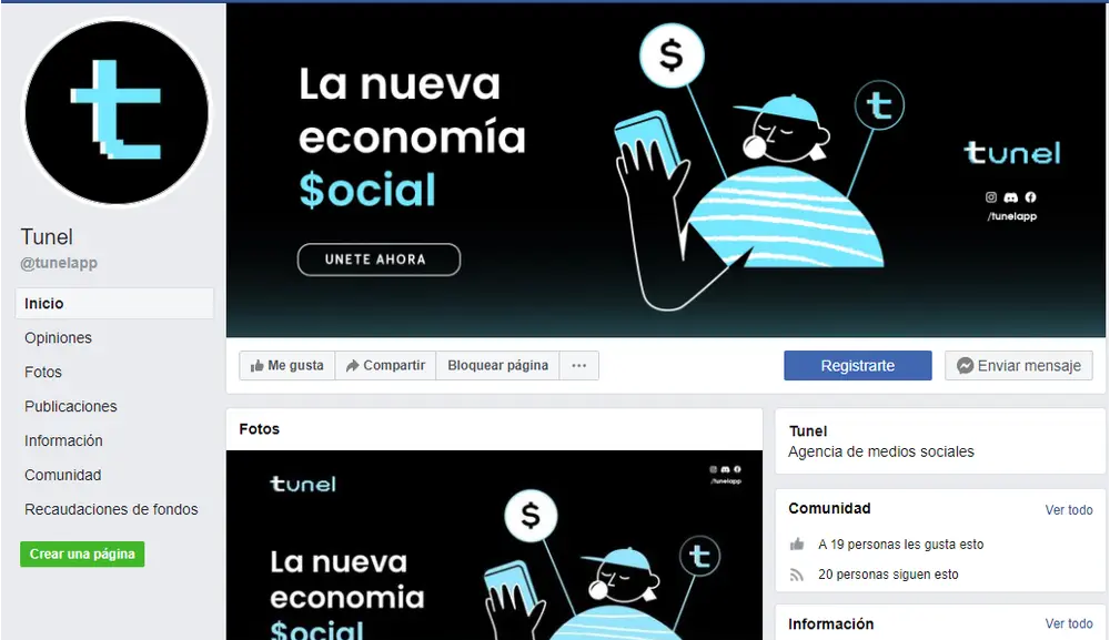 Estamos en facebook: https://www.facebook.com/tunelapp/