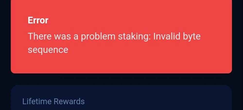 @mossified ,
i add another one (see screenshot). i can't update my stake.
"invalid byte sequence". whatever that should tell me.