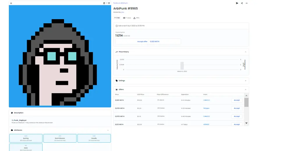 Check out this item on OpenSea https://opensea.io/assets/arbitrum/0x652d66fe218a7c33808b7d6a7db6a54e2f9f4a51/9965/ lewat @opensea 