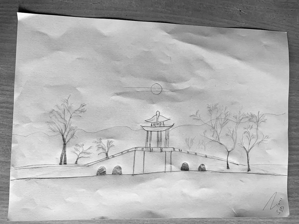 Sunset in the summer palace of Beijing China. #beijing #china #art #sunset #pencildrawing 💙