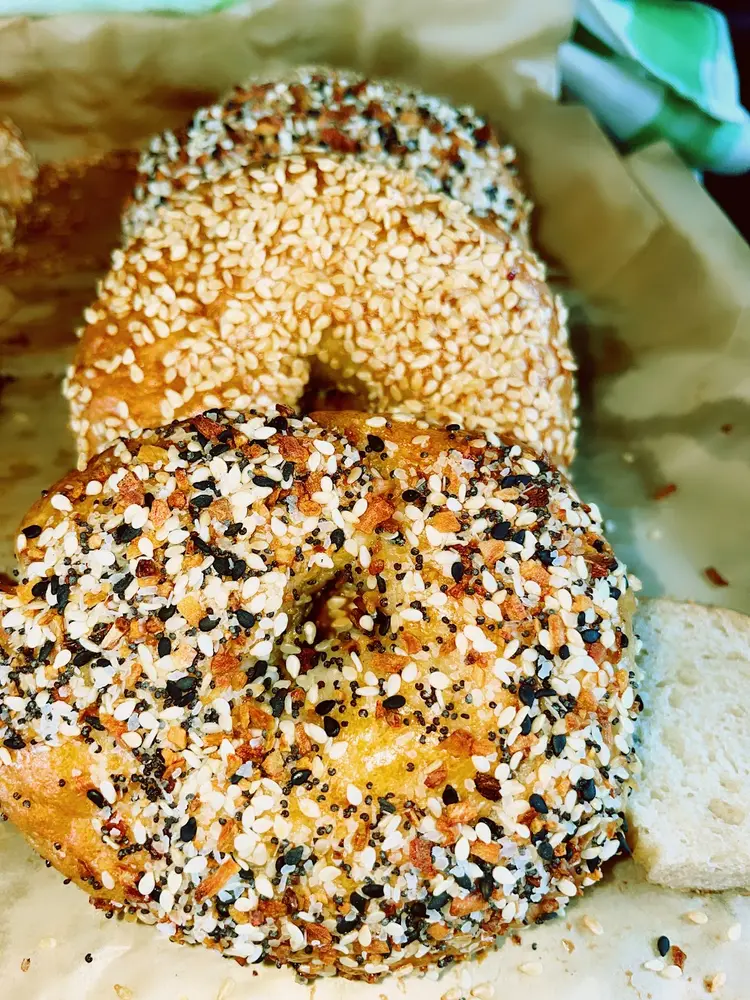 Home-made delicious sourdough bagels.