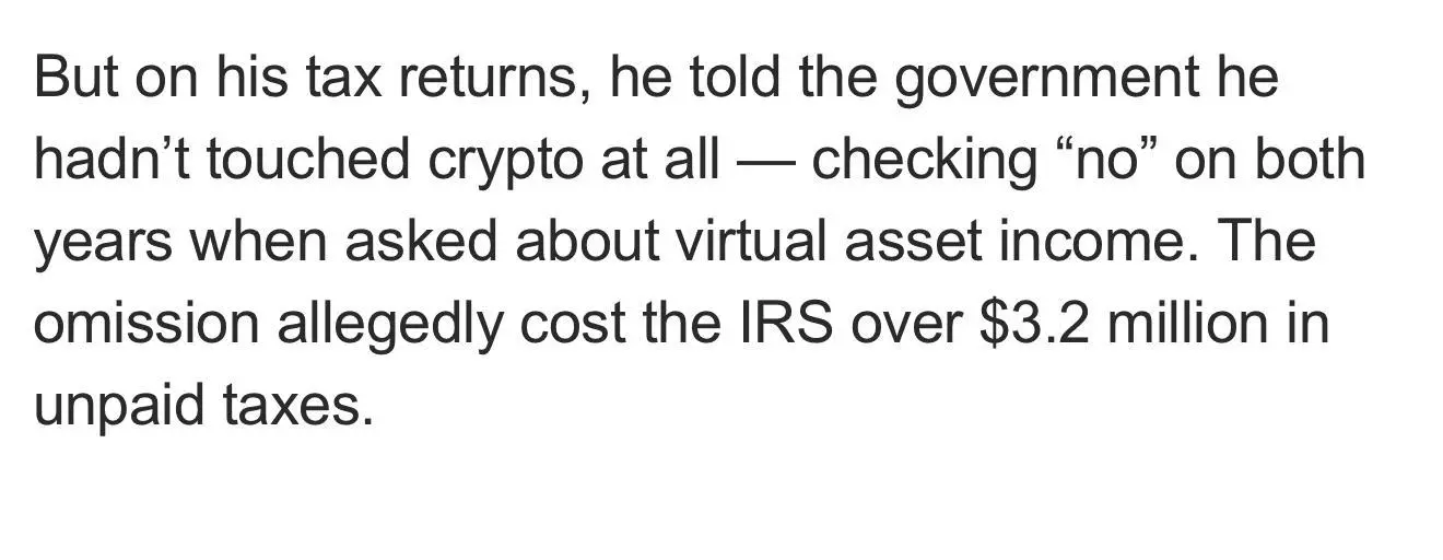 Check pinned message.

<https://nypost.com/2025/04/12/us-news/pennsylvania-man-pleads-guilty-to-flipping-more-than-13m-of-digital-art-from-infamous-nft-collection-and-reporting-zilch-to-irs/>
