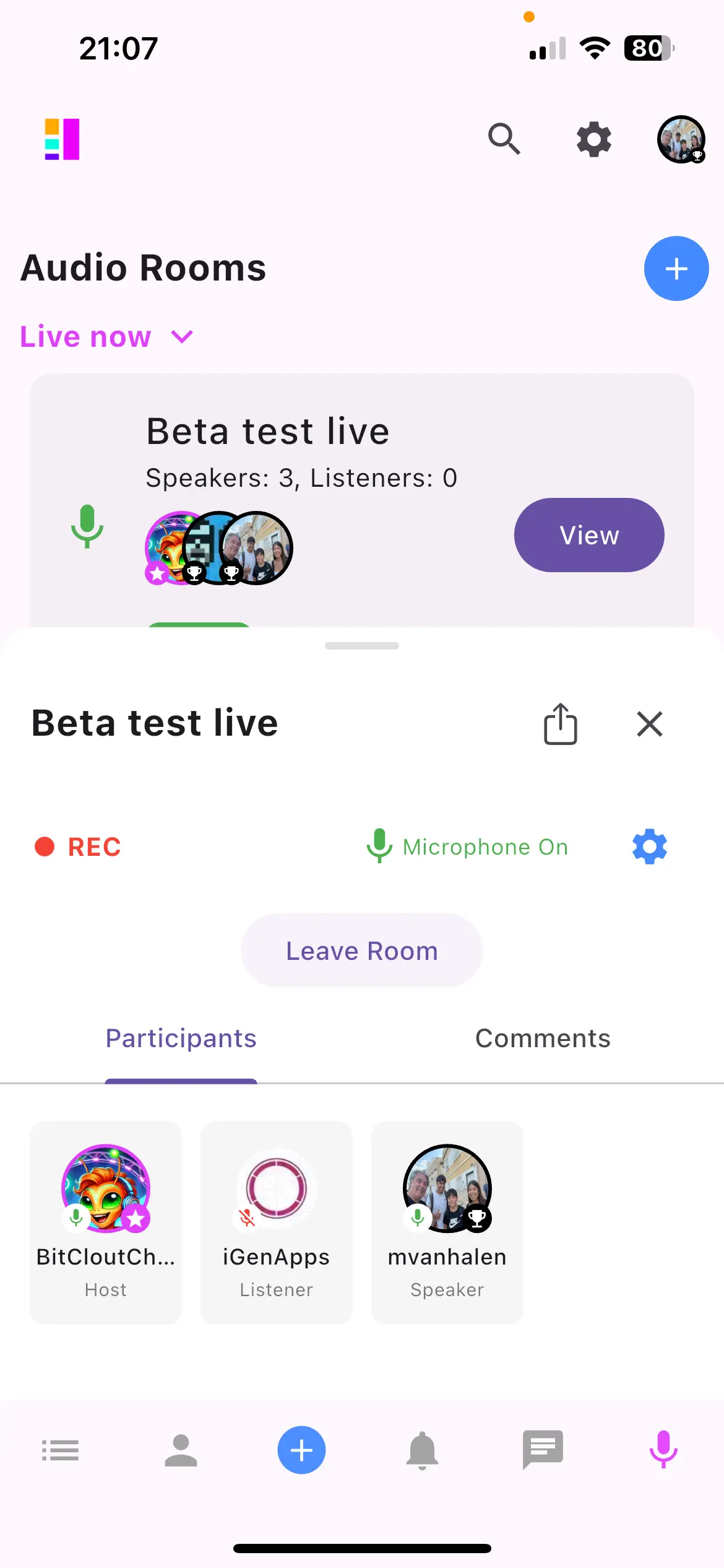 🎉 It's Here: Audio Rooms – Soon Available for Our Beta Testers! 🎉

We just send our Audio Rooms update for beta test approval.

🔊 Features You’ll Love:
- Create & Schedule Rooms: Start a room instantly or plan one for later.
- Tip Easily: Show appreciation by tapping on someone's icon to send tips.
- Seamless Experience: Keep using the app while you’re in the room.
- Share with URLs: Link your rooms effortlessly using unique URLs.
- On-Chain Posts: Each audio room is connected to a DeSo on-ch...
